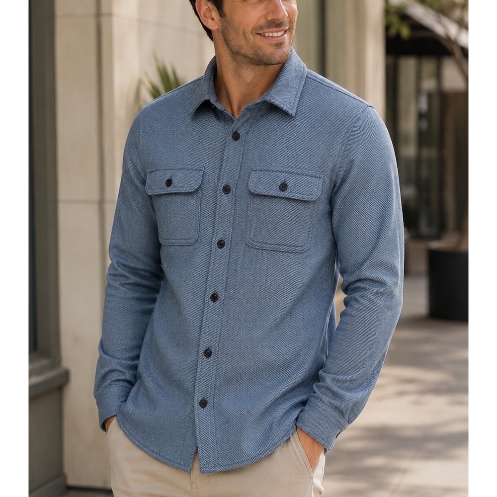 Goodfellow & Co Men Blue Diagonal Stripe Flannel Like Shirt S NWT 043 16 7476